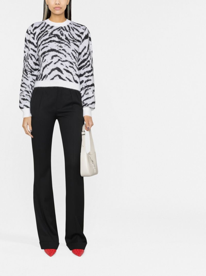 White Zebra Intarsia Crystal Embellished Sweater