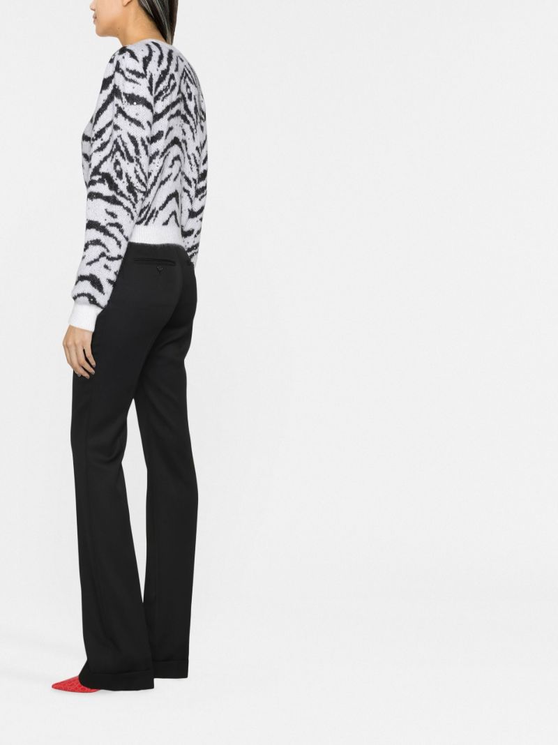 White Zebra Intarsia Crystal Embellished Sweater
