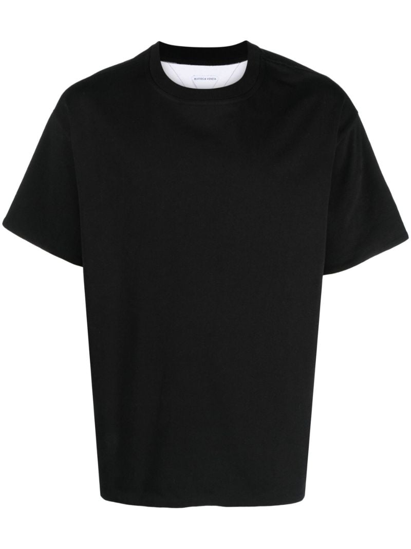 Black Double Layer Cotton T-shirt