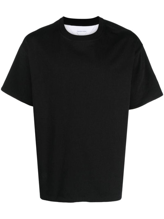 Black Double Layer Cotton T-shirt