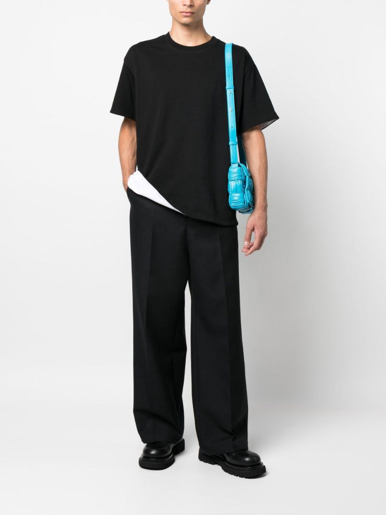 Black Double Layer Cotton T-shirt