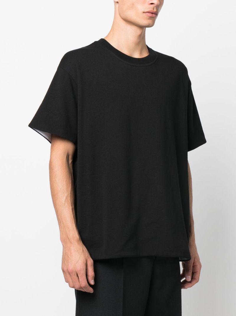 Black Double Layer Cotton T-shirt
