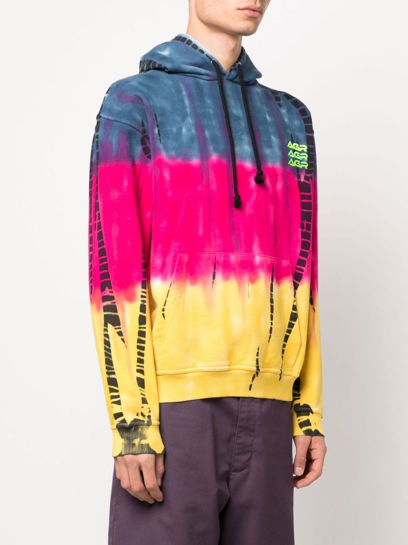 Blue Tie-dye Print Cotton Hoodie