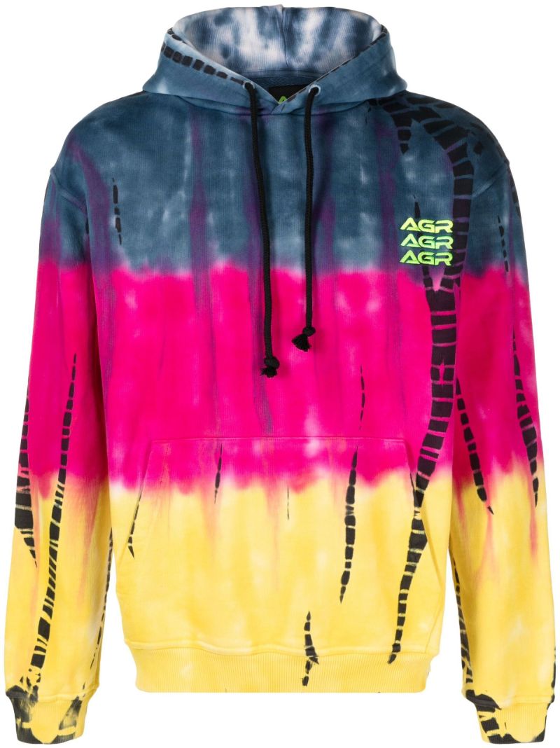Blue Tie-dye Print Cotton Hoodie