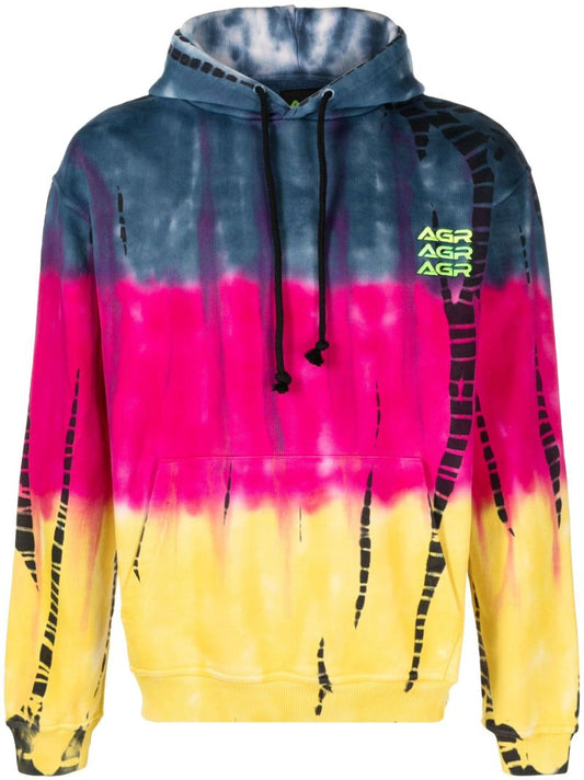 Blue Tie-dye Print Cotton Hoodie