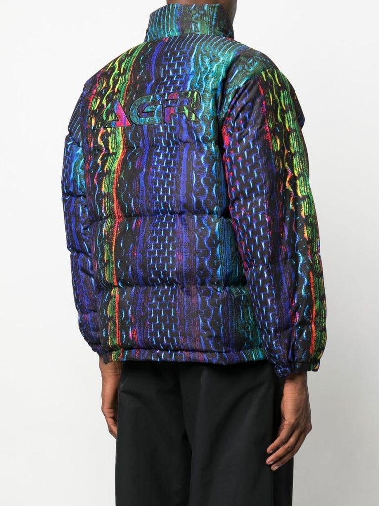 Blue Snake Print Padded Jacket