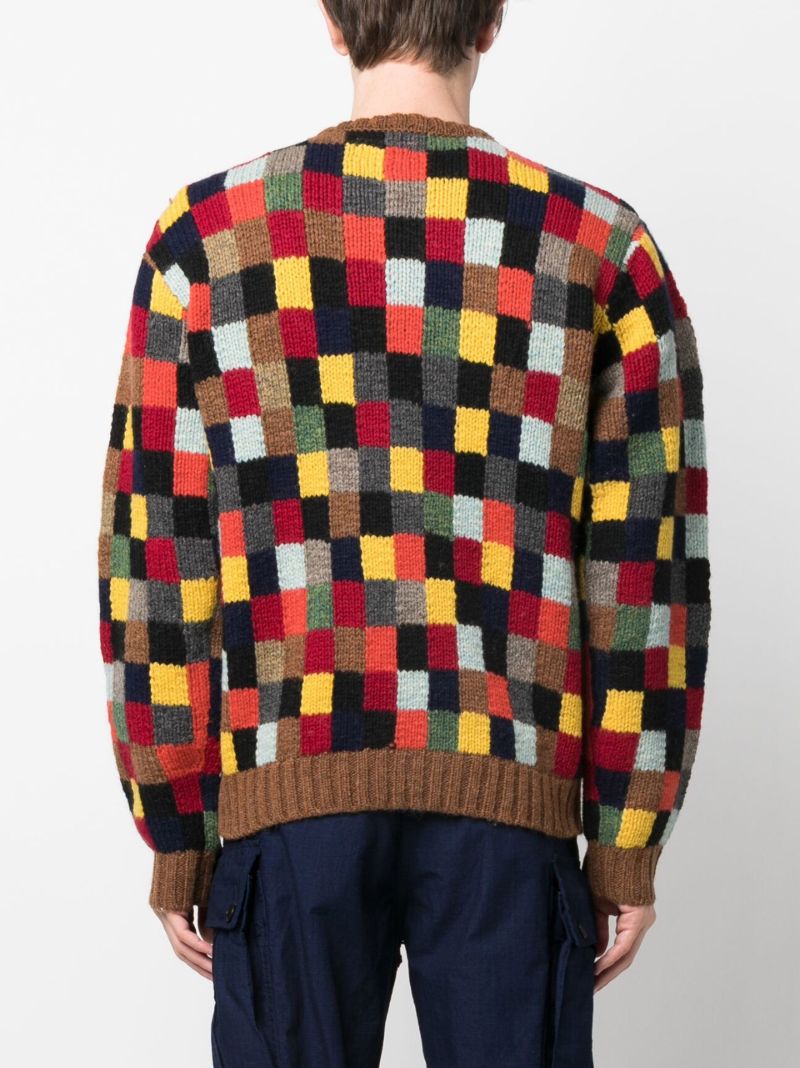 Brown Patchwork Wool Sweater