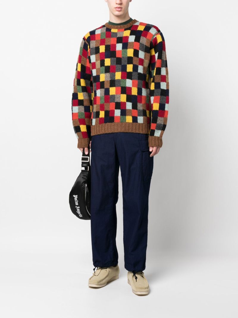 Brown Patchwork Wool Sweater