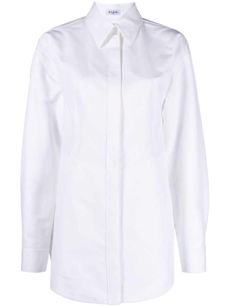 White Corset Cotton Poplin Shirt Dress