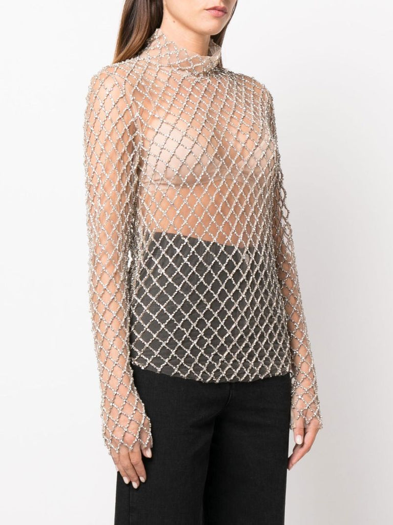 Silver Lupita Crystal Embellished Top