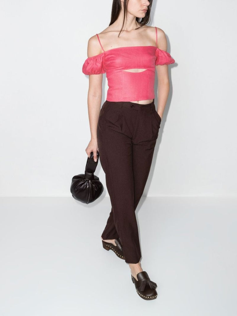 Lainey Bardot Cutout Linen Top