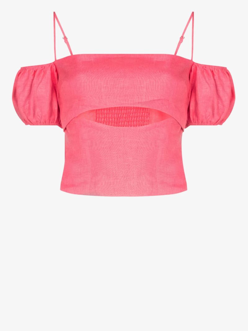 Lainey Bardot Cutout Linen Top