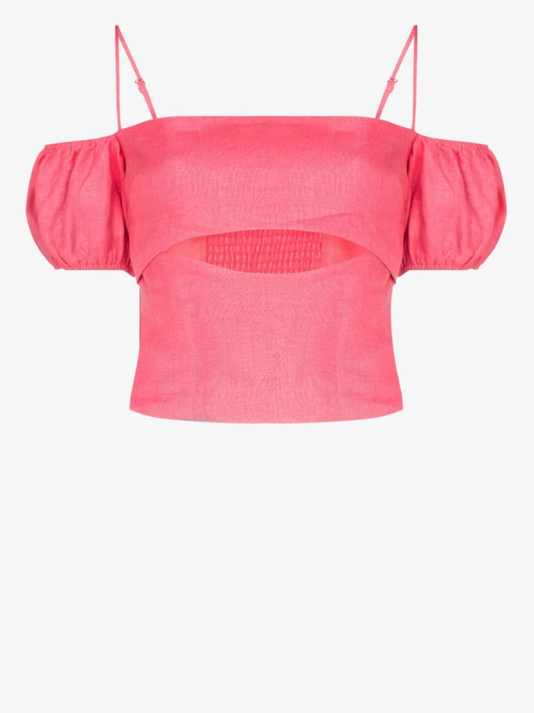 Lainey Bardot Cutout Linen Top