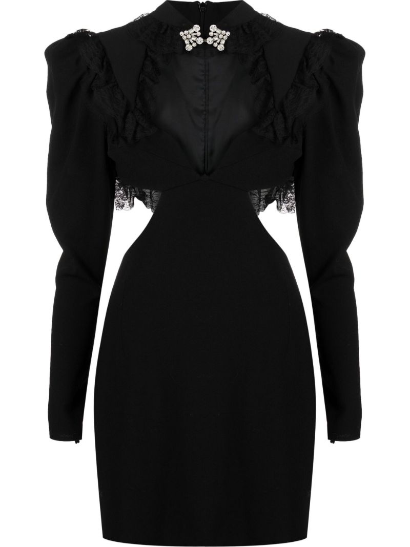 Black Cut-out Wool Mini Dress