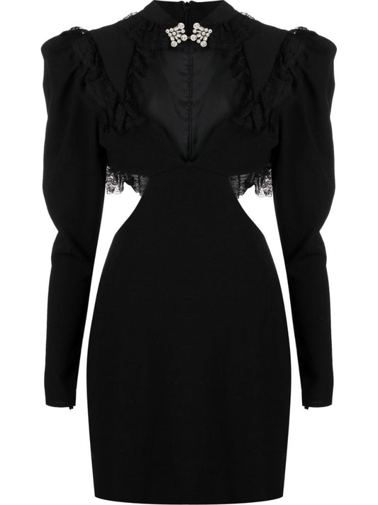 Black Cut-out Wool Mini Dress