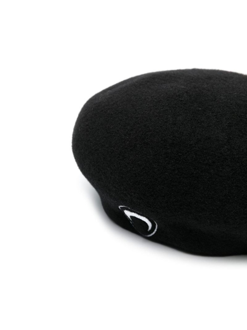 Black Moon Logo Embroidered Wool Beret