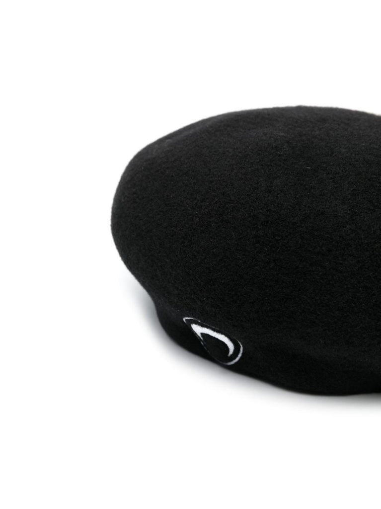 Black Moon Logo Embroidered Wool Beret