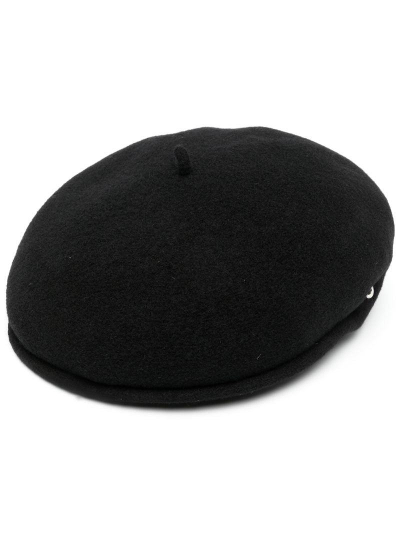 Black Moon Logo Embroidered Wool Beret