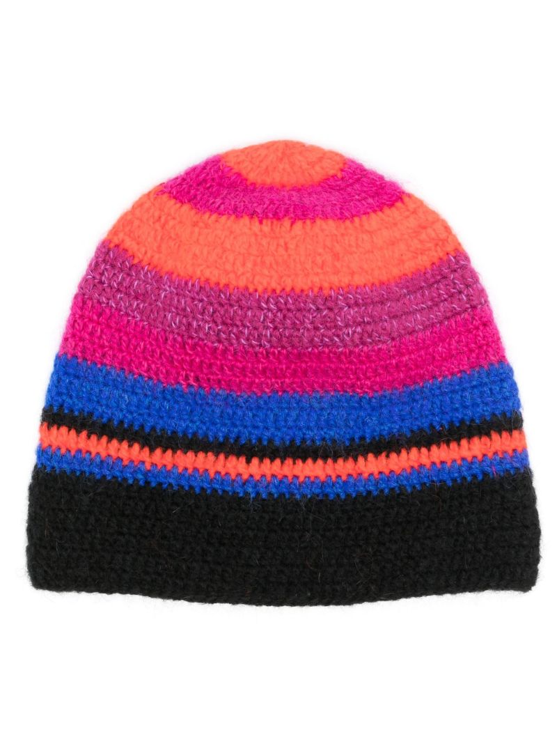 Pink Striped Beanie Hat