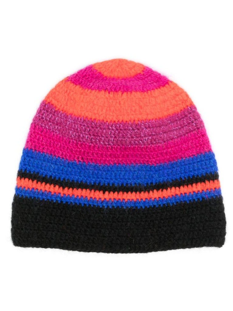 Pink Striped Beanie Hat