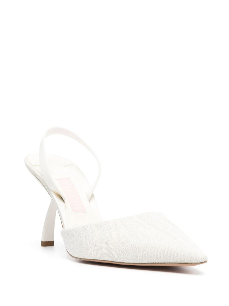 White Upanova 85 Slingback Pumps