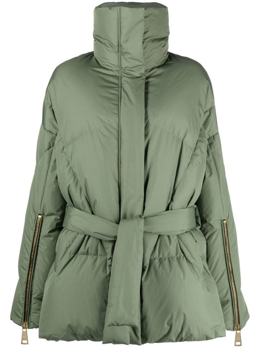 Green New Iconic Belted Puffer Jacket