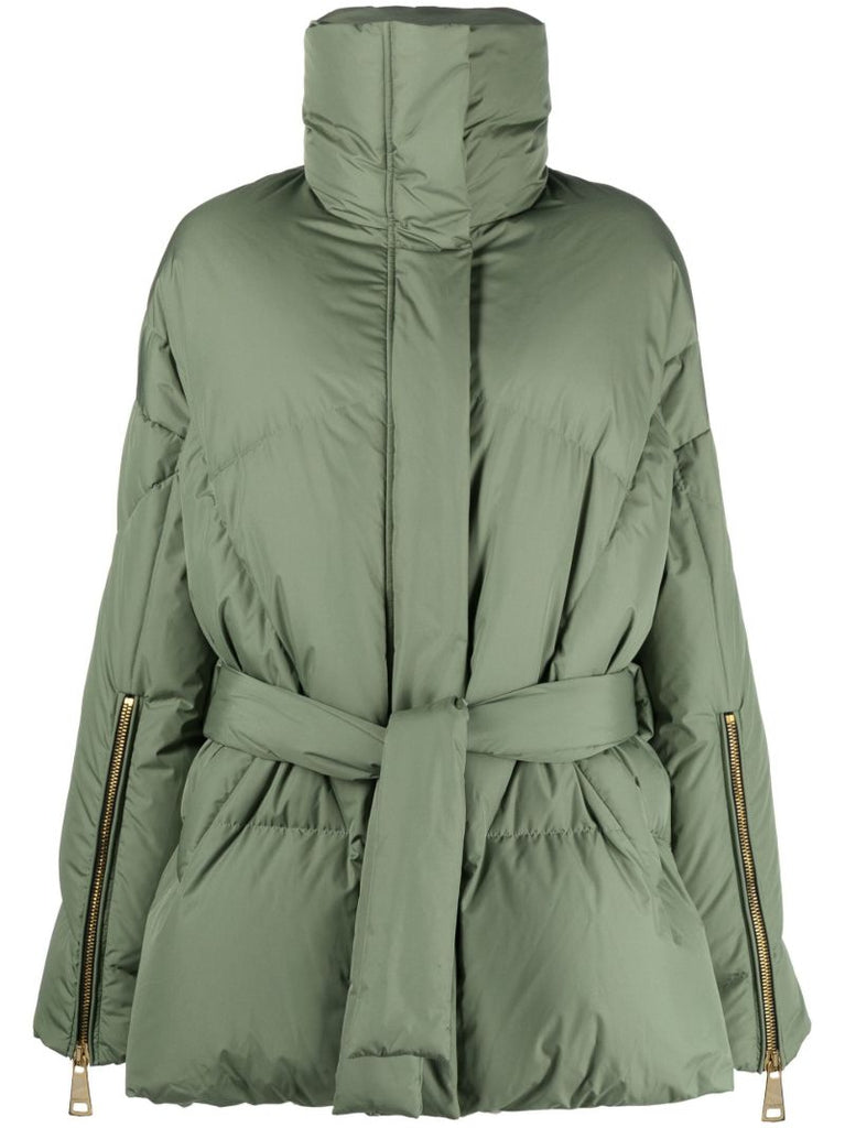Green New Iconic Belted Puffer Jacket