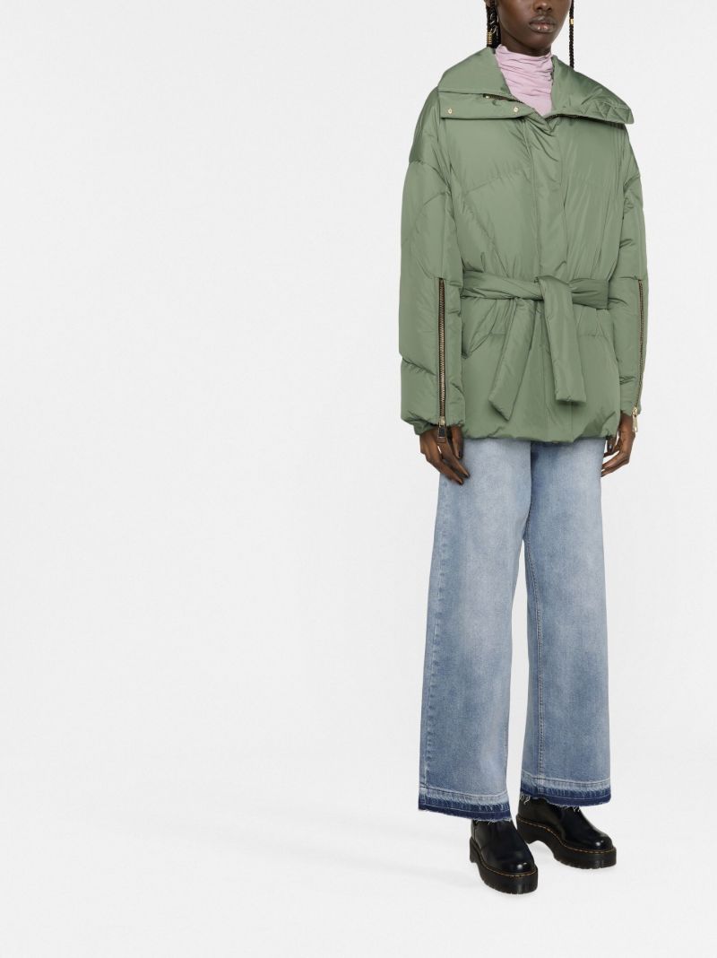 Green New Iconic Belted Puffer Jacket