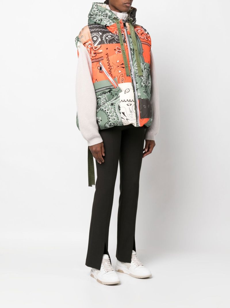 Green Bandana Patchwork Hooded Gilet