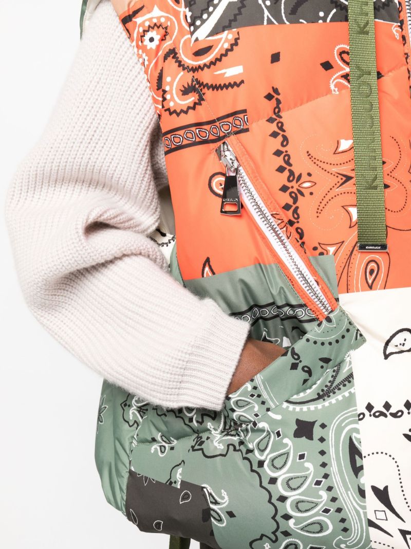 Green Bandana Patchwork Hooded Gilet