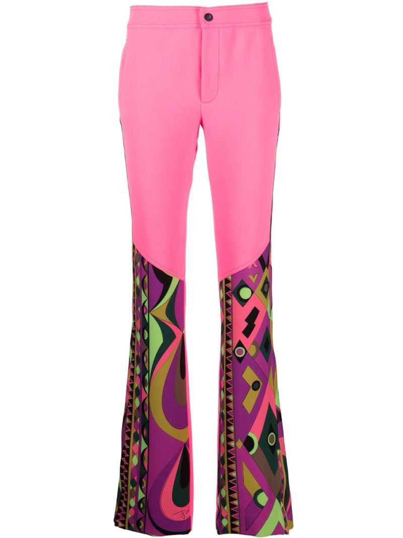 Pink Rombi-print Straight-leg Trousers