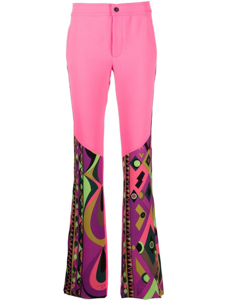 Pink Rombi-print Straight-leg Trousers