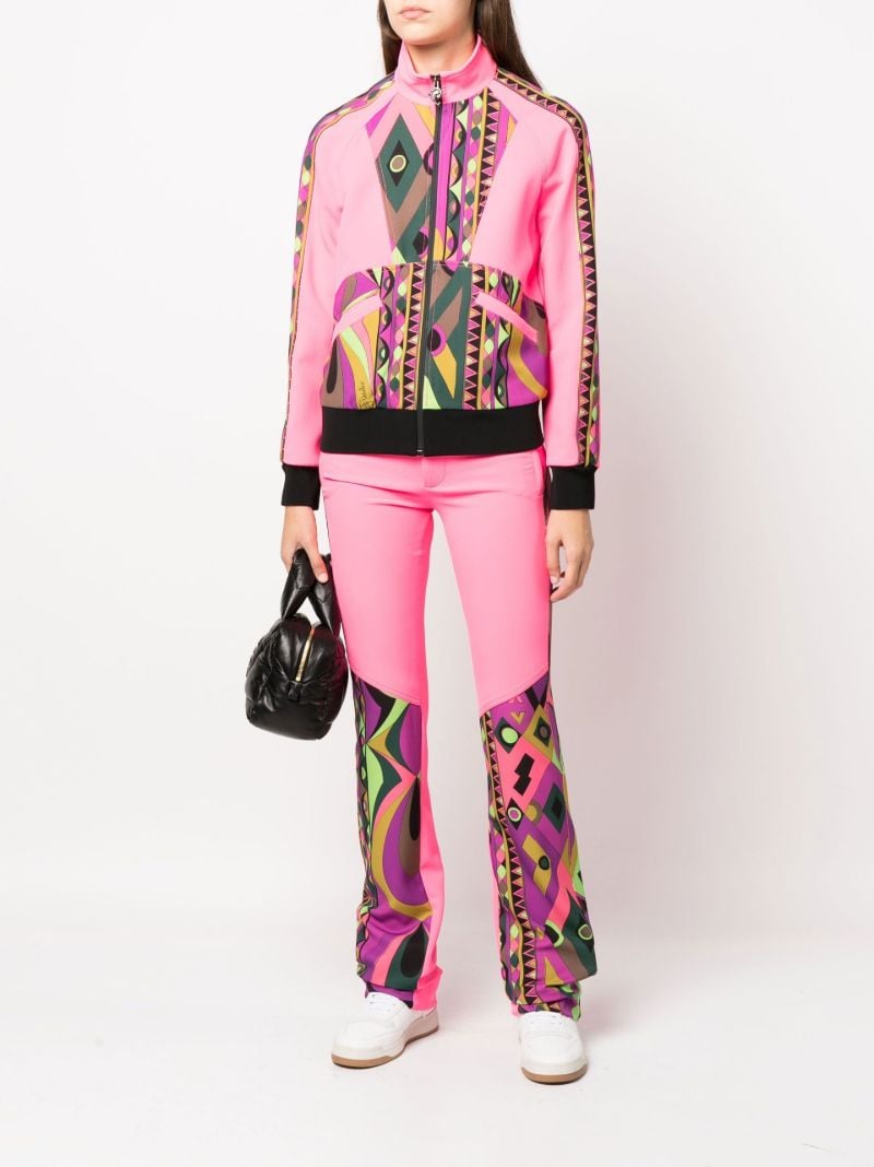 Pink Rombi-print Straight-leg Trousers