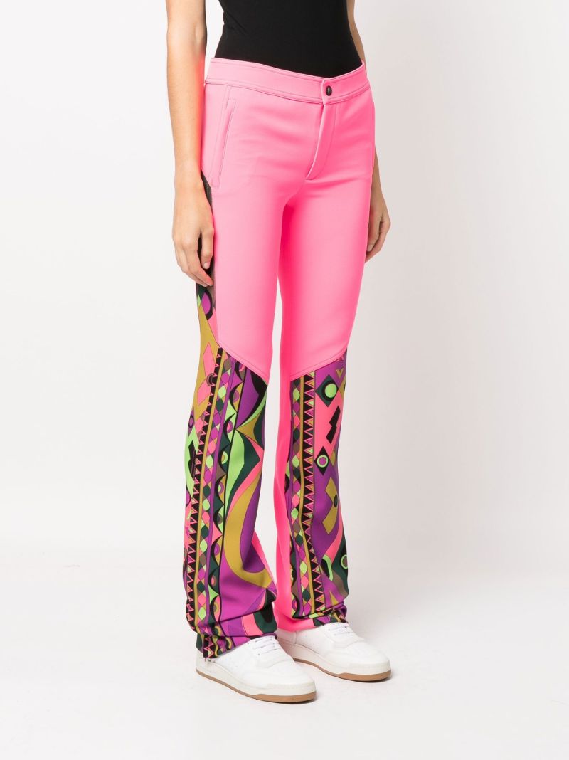 Pink Rombi-print Straight-leg Trousers