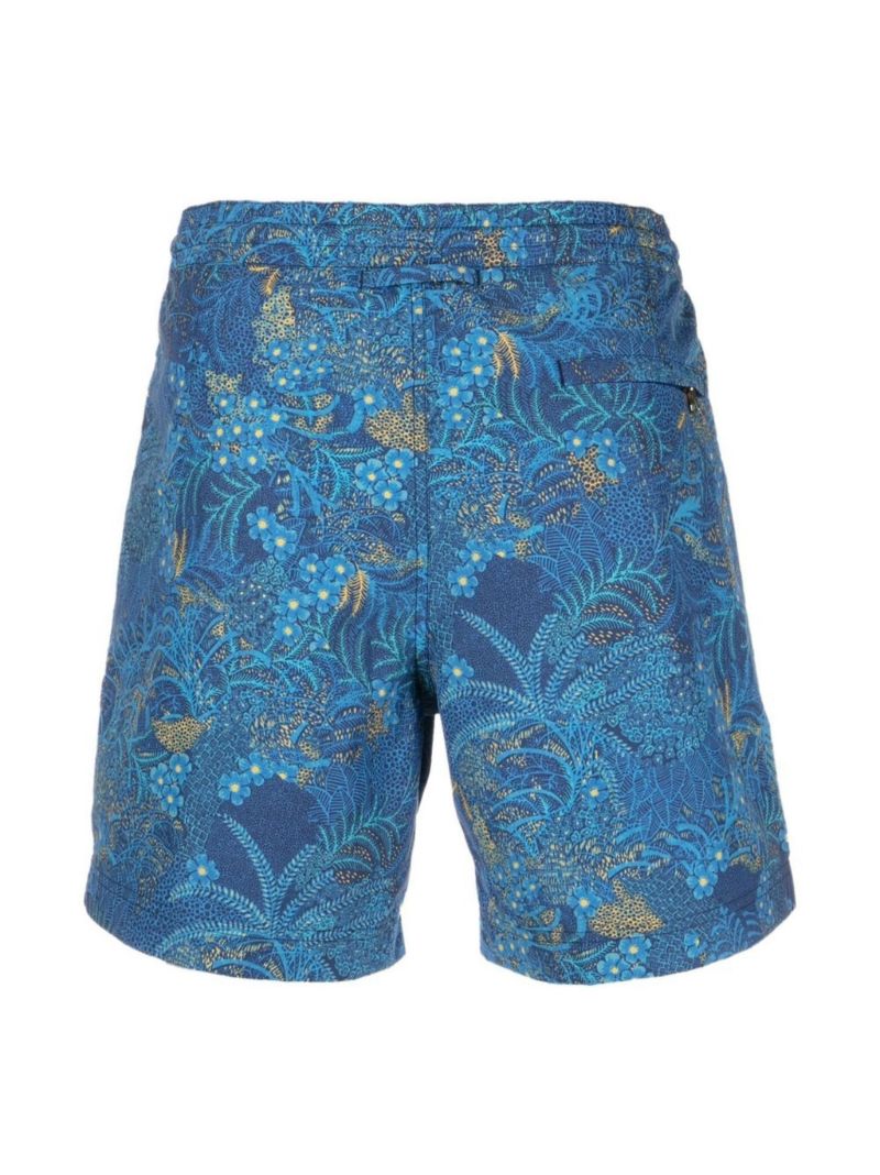 Blue Tropical Print Swim Shorts