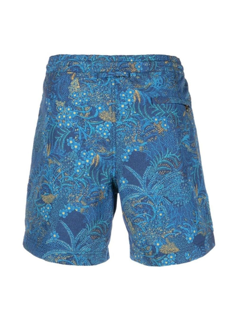 Blue Tropical Print Swim Shorts