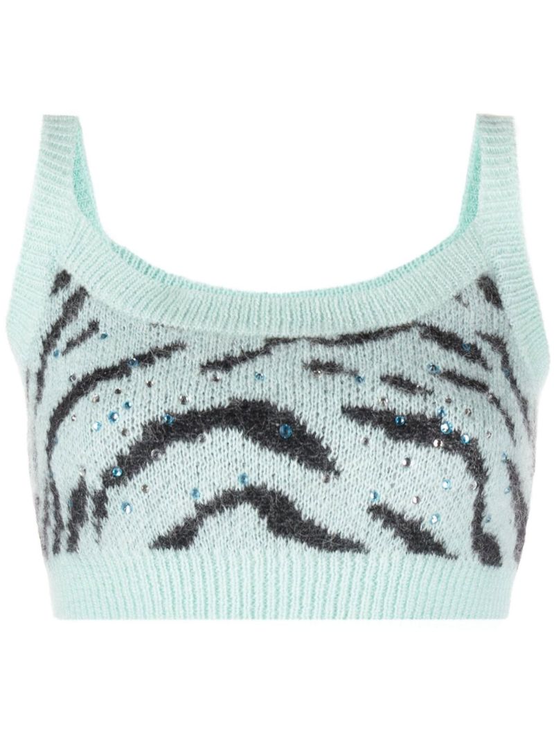 Blue Crystal Zebra Stripe Crop Top