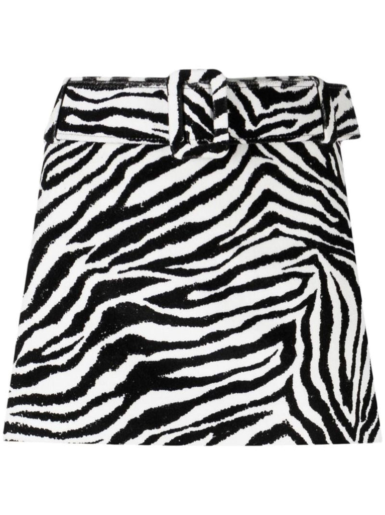 Black Zebra Print Velvet Mini Skirt