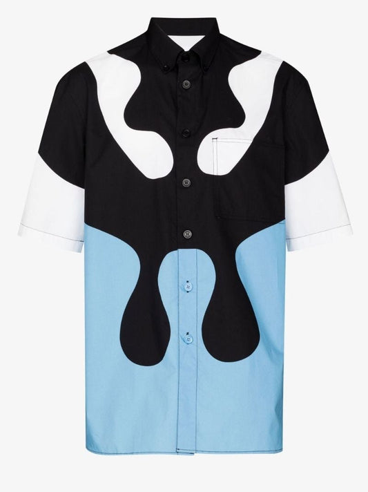 Blue Abstract Print Cotton Shirt