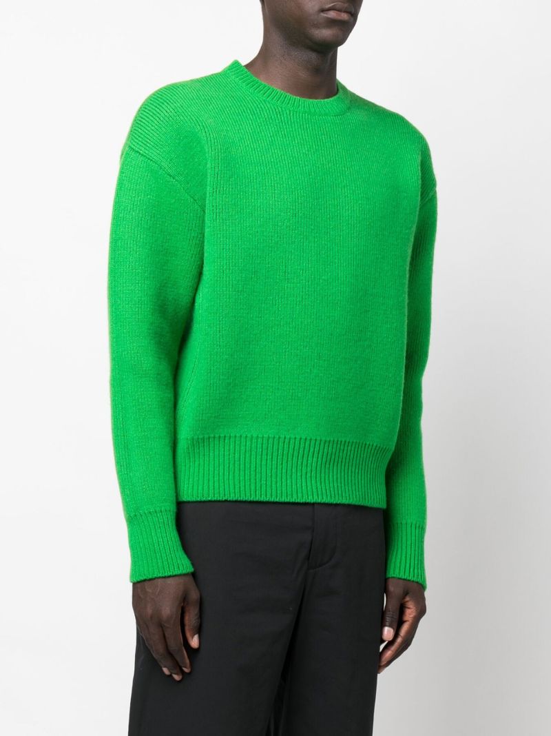 Green Ribbed Wool Sweater