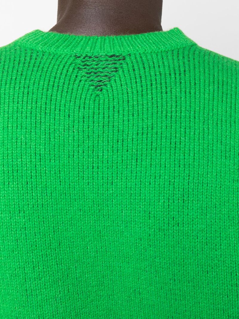 Green Ribbed Wool Sweater