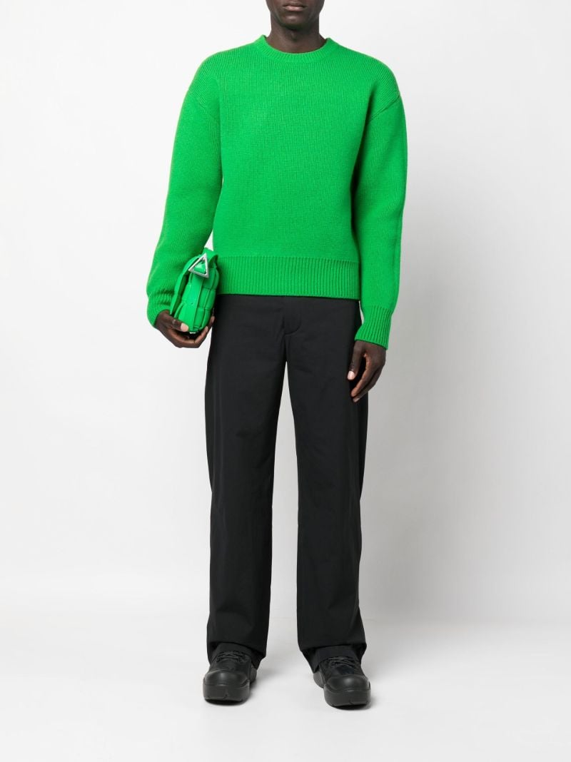 Green Ribbed Wool Sweater