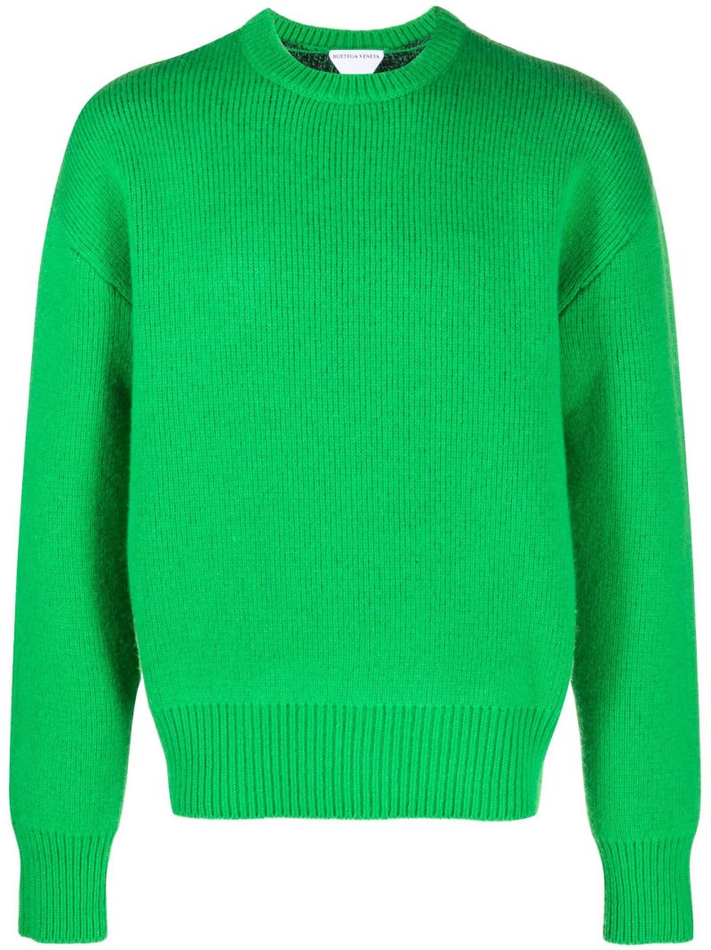 Green Ribbed Wool Sweater