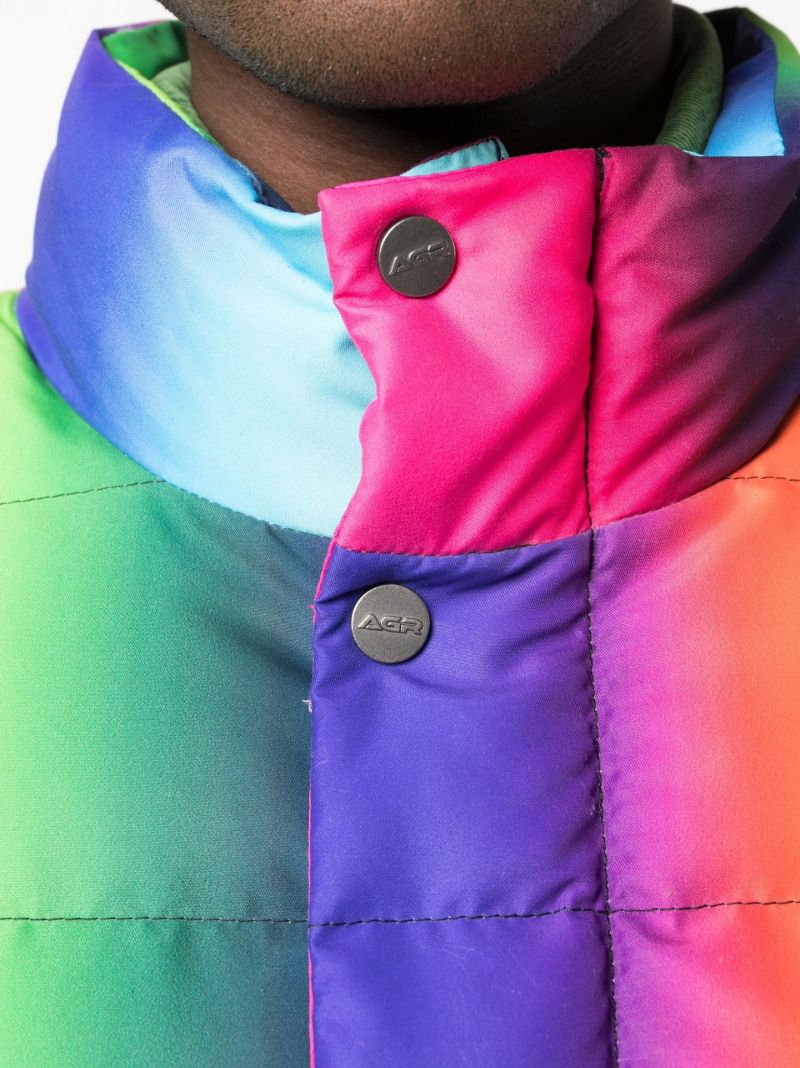 Green Striped Gradient Puffer Gilet