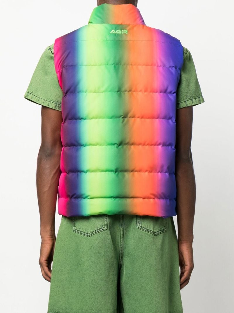 Green Striped Gradient Puffer Gilet