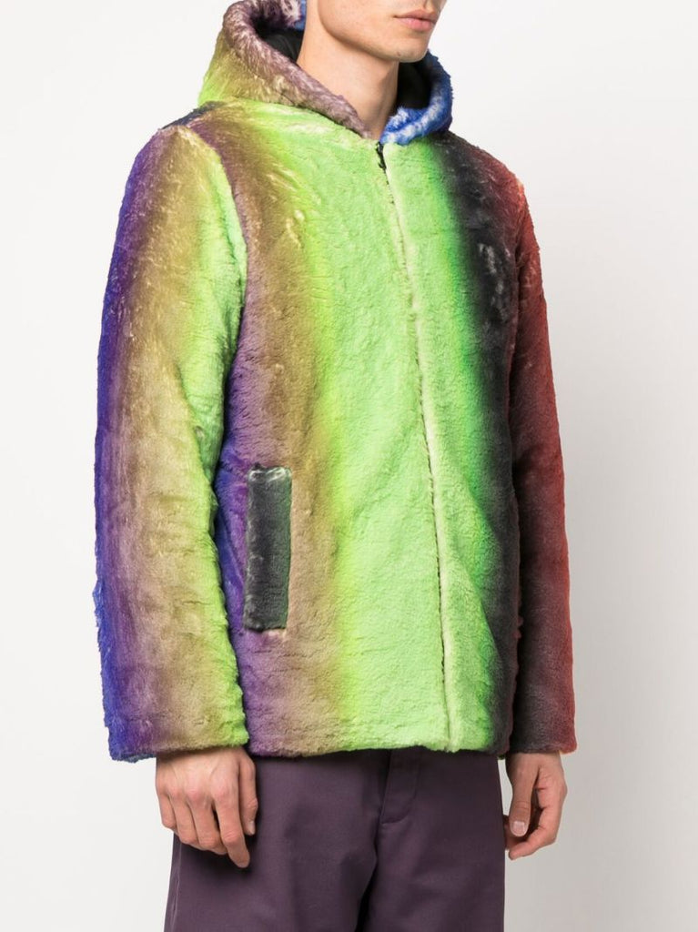 Green Gradient Faux Fur Jacket