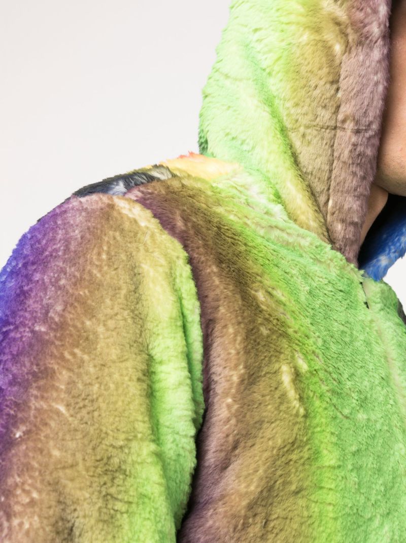 Green Gradient Faux Fur Jacket