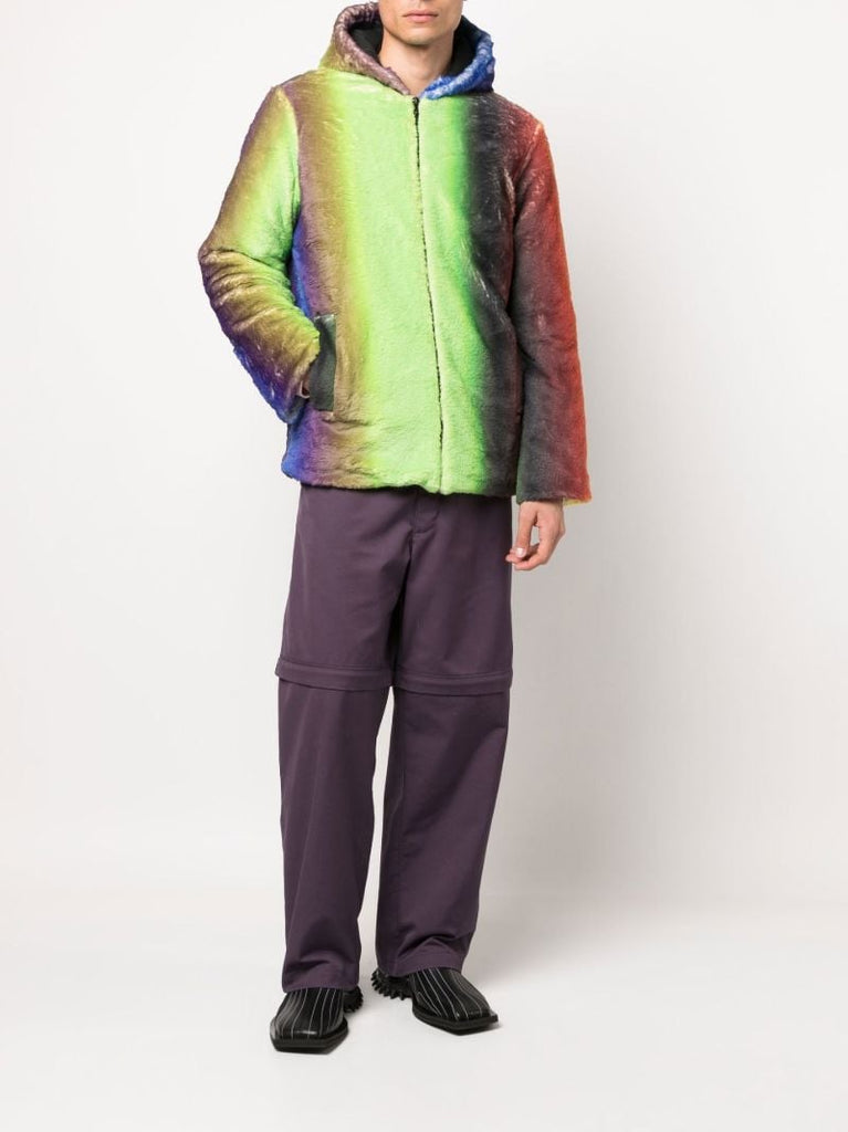 Green Gradient Faux Fur Jacket