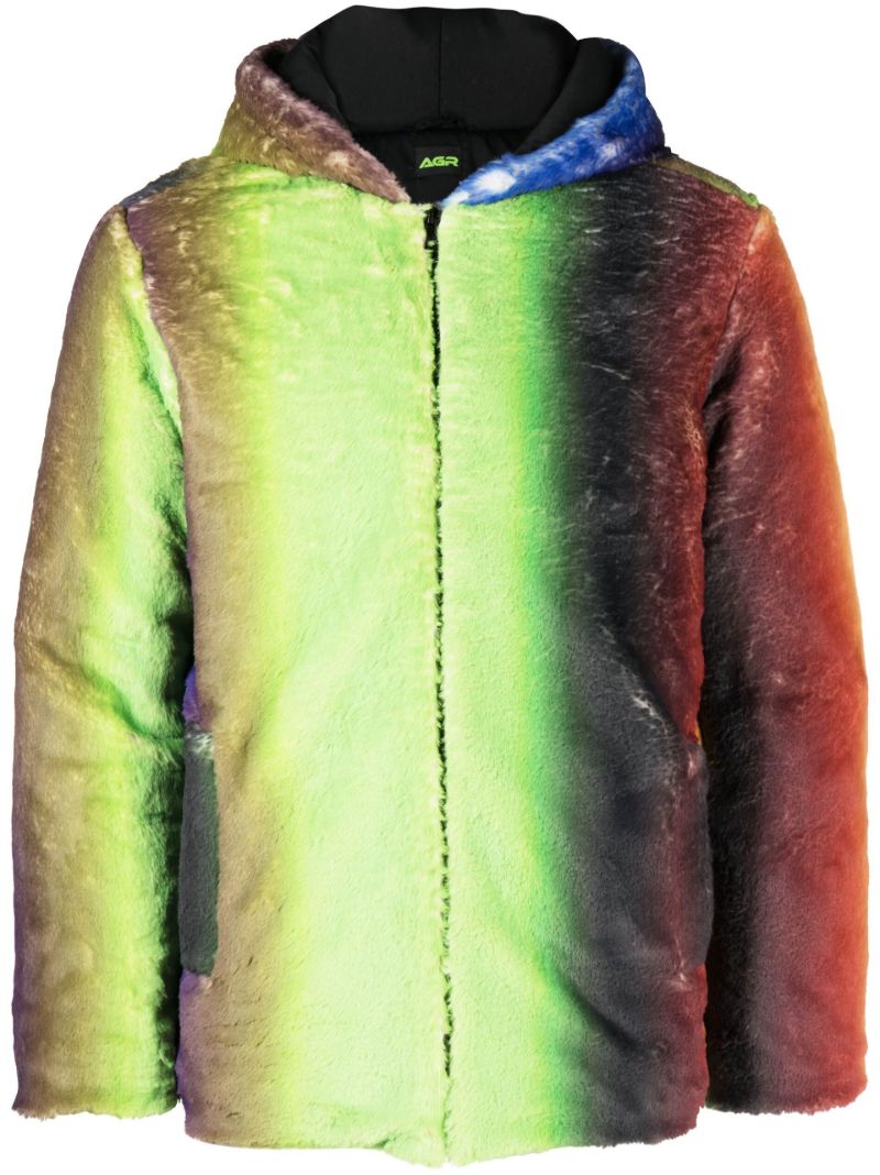 Green Gradient Faux Fur Jacket