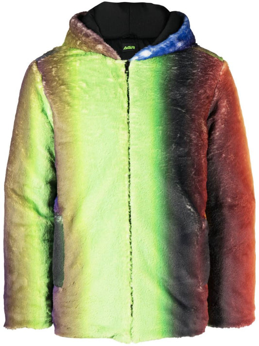 Green Gradient Faux Fur Jacket